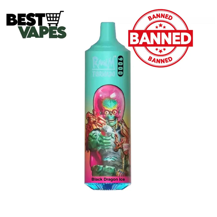 Black Dragon Ice RandM Tornado 9000 Puffs Disposable Vape