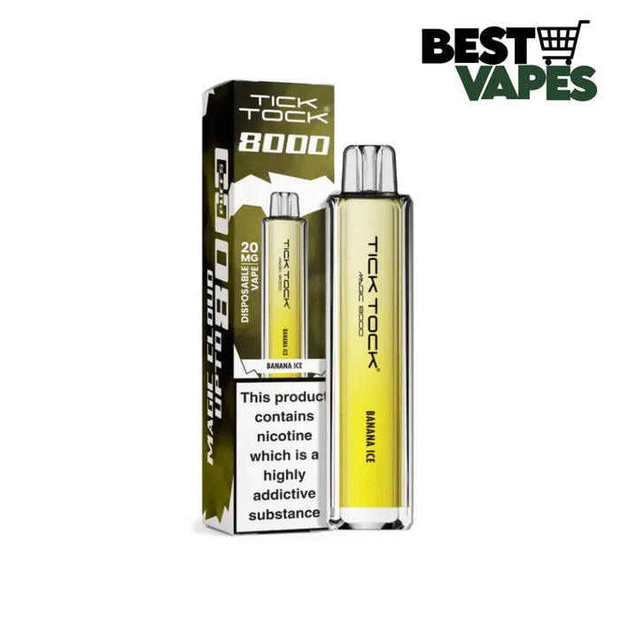 Box Of 10 Tick Tock Magic 8000 Puffs Prefilled Pod Kit | Best Wholesale Price Banana Ice / Box Of 5 Electronic