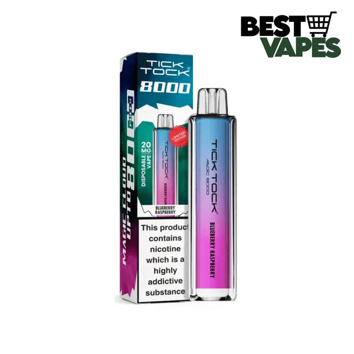 Box Of 10 Tick Tock Magic 8000 Puffs Prefilled Pod Kit | Best Wholesale Price Blueberry Raspberry / Box Of 5 Electronic