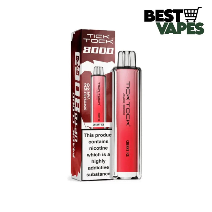 Box Of 10 Tick Tock Magic 8000 Puffs Prefilled Pod Kit | Best Wholesale Price Cherry Ice / Box Of 5 Electronic