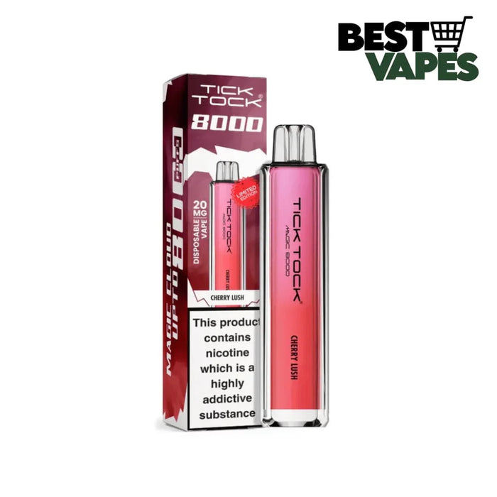 Box Of 10 Tick Tock Magic 8000 Puffs Prefilled Pod Kit | Best Wholesale Price Cherry Lush / Box Of 5 Electronic
