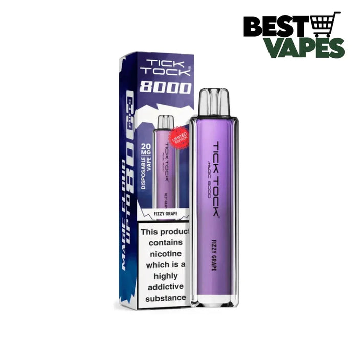 Box Of 10 Tick Tock Magic 8000 Puffs Prefilled Pod Kit | Best Wholesale Price Fizzy Grape / Box Of 5 Electronic