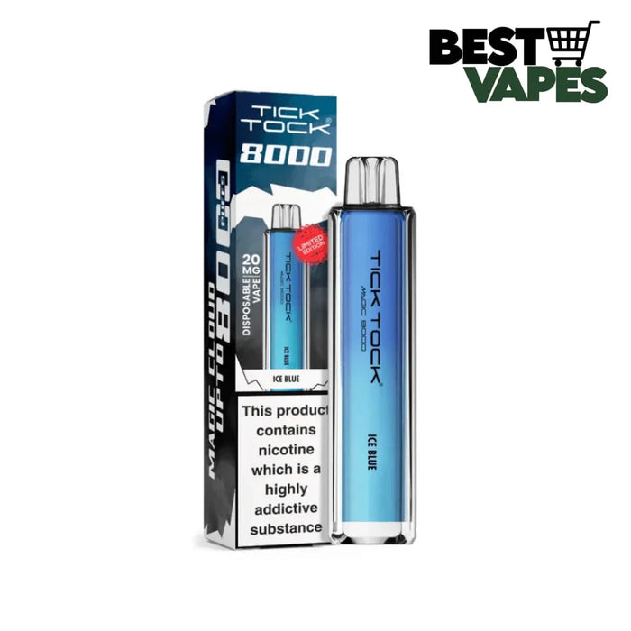 Box Of 10 Tick Tock Magic 8000 Puffs Prefilled Pod Kit | Best Wholesale Price Ice Blue / Box Of 5 Electronic Cigarettes