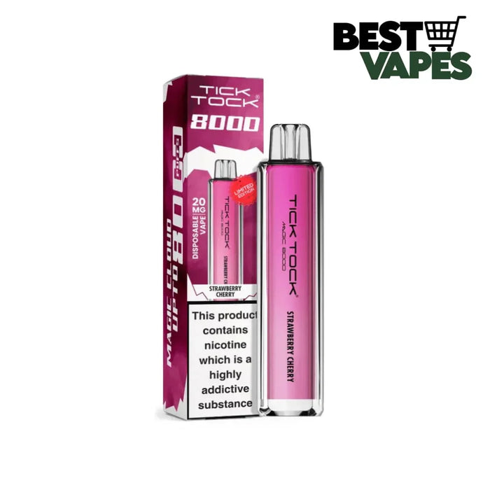 Box Of 10 Tick Tock Magic 8000 Puffs Prefilled Pod Kit | Best Wholesale Price Strawberry Cherry / Box Of 5 Electronic