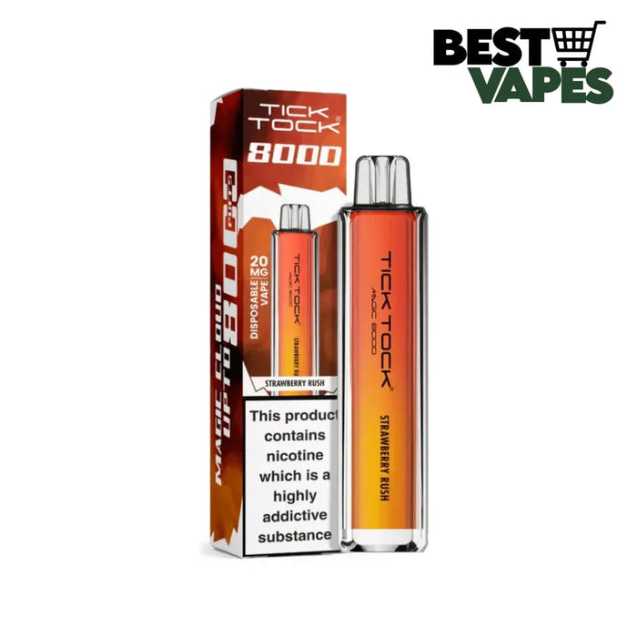 Box Of 10 Tick Tock Magic 8000 Puffs Prefilled Pod Kit | Best Wholesale Price Strawberry Rush / Box Of 5 Electronic