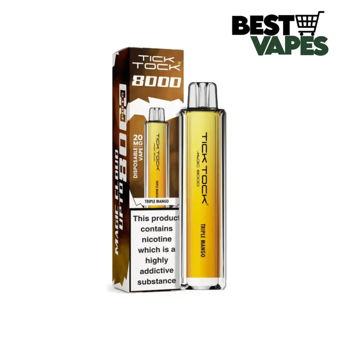 Box Of 10 Tick Tock Magic 8000 Puffs Prefilled Pod Kit | Best Wholesale Price Triple Mango / Box Of 5 Electronic