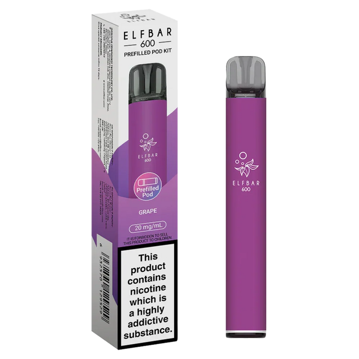 Grape Elf Bar 600 Puffs 20mg Reusable Vape Pod Kit