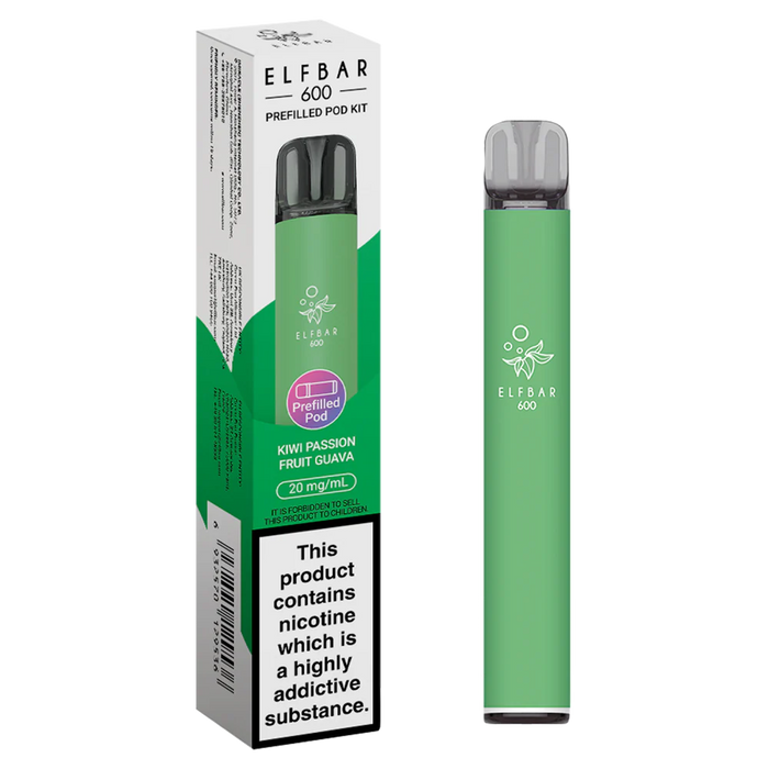 Kiwi Passionfruit Guava Elf Bar 600 Puffs 20mg Reusable Vape Pod Kit