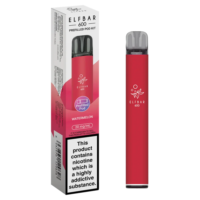 Watermelon Elf Bar 600 Puffs 20mg Reusable Vape Pod Kit