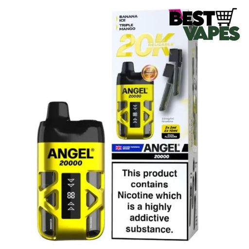 Vapes Bar Angel 20000 Puffs Prefilled Pod Kit | BEST PRICE Banana Ice / Triple Mango DISPOSABLE PODS