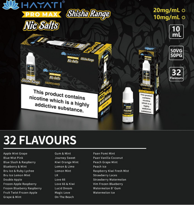 Hayati Pro Max Nic Salts Shisha Range bestvapes