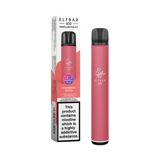 Strawberry Snoww ( Strawberry Ice-cream ) Elf Bar 600 Puffs 20mg Reusable Vape Pod Kit