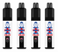 Four black and white vape devices with 'HAYATI' branding and 'England' text on a white background.