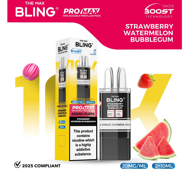 the-bling-10k-pro-max-replacement-pods-box-of-5-strawberry-watermelon-bubble-gum bestvapes