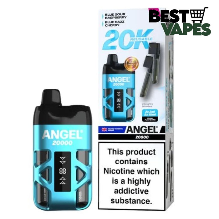 Vapes Bar Angel 20000 Puffs Prefilled Pod Kit | BEST PRICE Blue Sour Raspberry / Blue Razz Cherry DISPOSABLE PODS