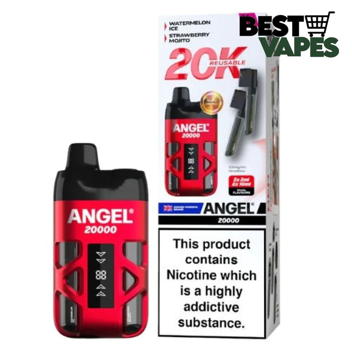 Vapes Bar Angel 20000 Puffs Prefilled Pod Kit | BEST PRICE Watermelon Ice / Strawberry Mojito DISPOSABLE PODS